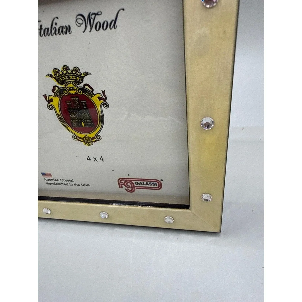 Galassi Fine Italian Wood Picture‎ Frame 4x4 Austrian Crystal Gold Handcrafted